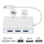 USB-C zu HDMI VGA USB Hub Adapter 5 in 1 USB 3.1 Konverter für Laptop für MacBook, ChromeBook Pixel, Huawei MateBook, HDMI+VGA+3xUSB3.0 zu Typ-C