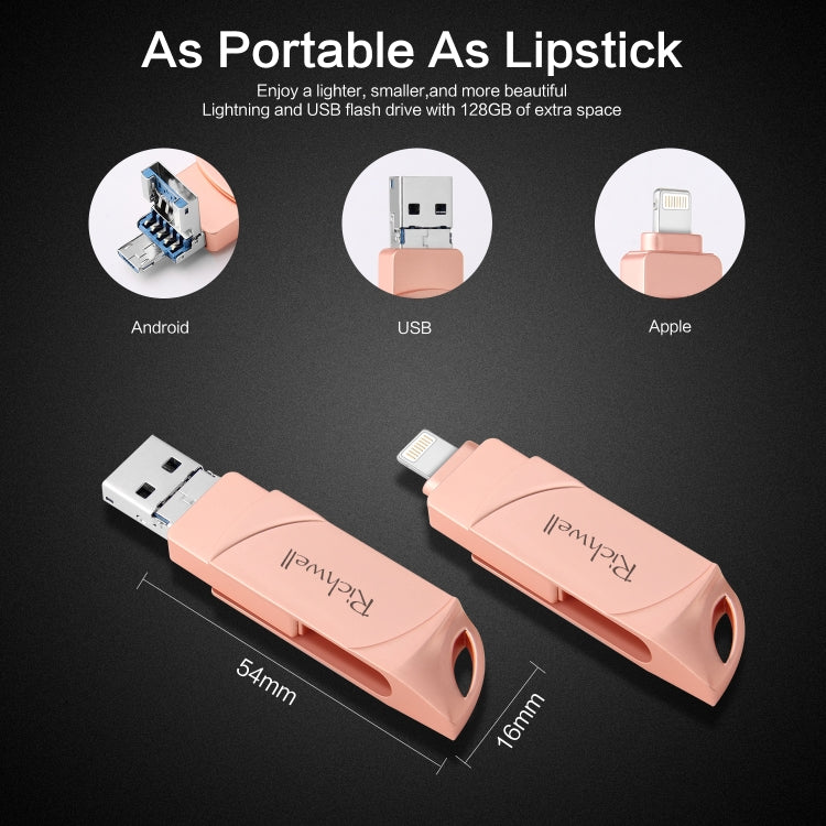 Richwell DXZ65 USB-Stick 32GB 3 in 1 Micro USB + 8 Pin + USB 3.0 Kompatibel mit iPhone & iOS
