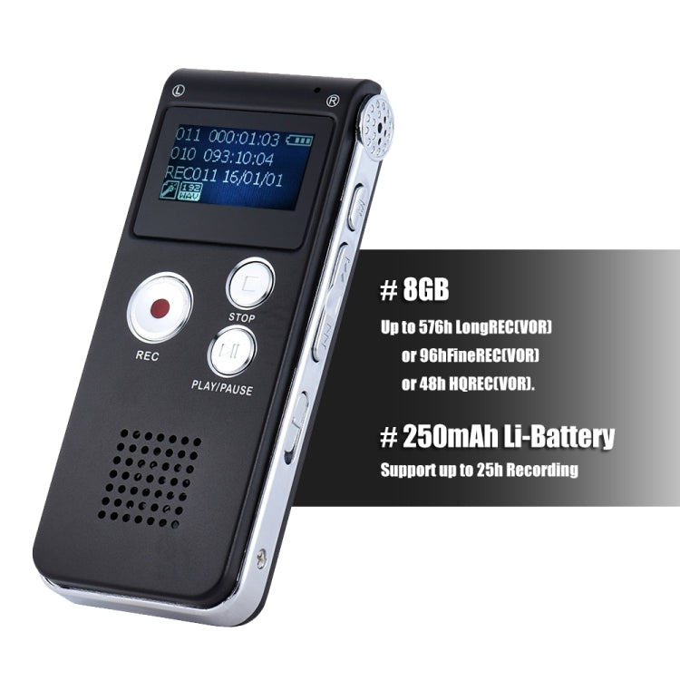 SK-012 8GB Diktiergerät USB Professionelles Diktaphon Digital Audio mit WAV MP3 Player VAR Funktion Aufnahme, SK-012 8GB