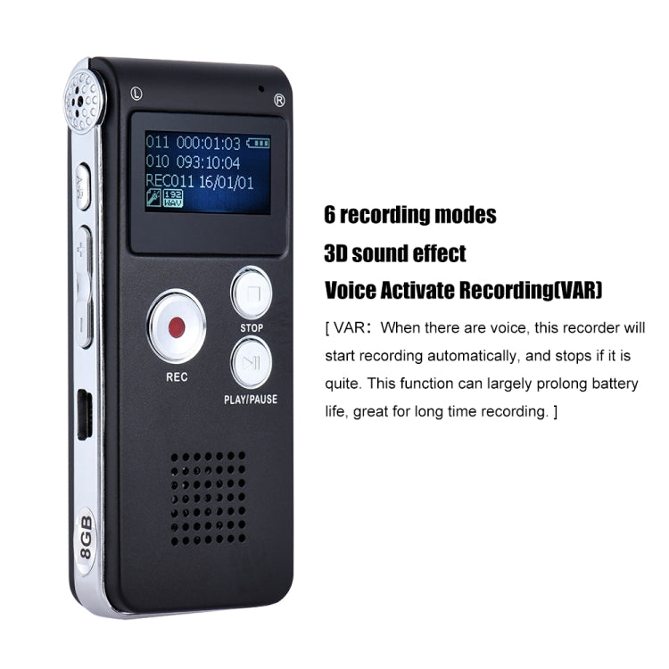SK-012 8GB Diktiergerät USB Professionelles Diktaphon Digital Audio mit WAV MP3 Player VAR Funktion Aufnahme, SK-012 8GB