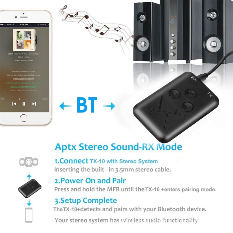 JDEX-TX10 Kabelloser 2-in-1 3,5mm Bluetooth 4.2 Audio-Empfänger und Sender Adapter, JDEX-TX10
