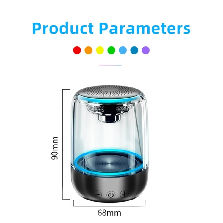 C7 Bluetooth 5.0 Lautsprecher, transparent, LED, leuchtender Subwoofer, TWS 6D Surround HIFI Stereo Coole Audio, C7