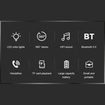 C7 Bluetooth 5.0 Lautsprecher, transparent, LED, leuchtender Subwoofer, TWS 6D Surround HIFI Stereo Coole Audio, C7