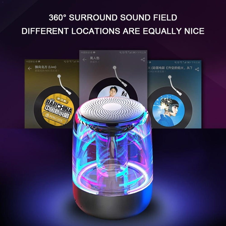 C7 Bluetooth 5.0 Lautsprecher, transparent, LED, leuchtender Subwoofer, TWS 6D Surround HIFI Stereo Coole Audio, C7