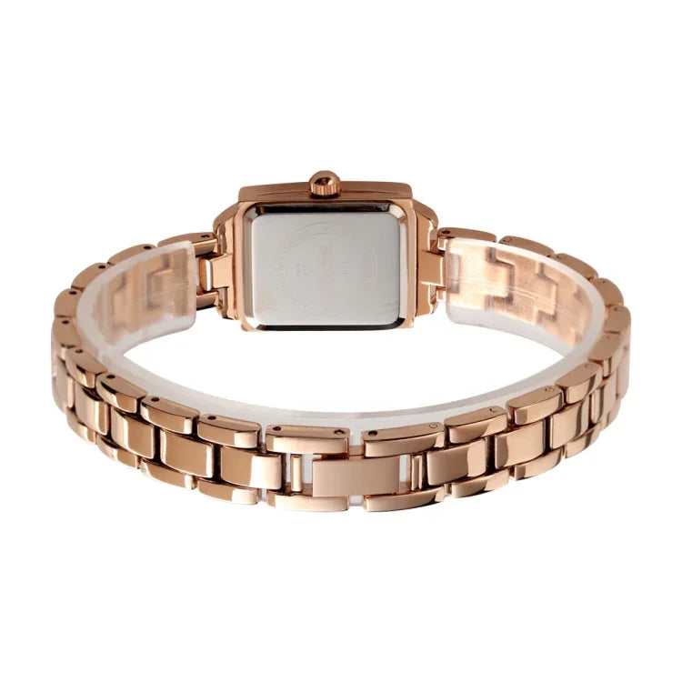 SKMEI 1407 Business Fashion Damenuhr mit Strass, zart und elegant, quadratisch, Zinklegierung, Quarzuhr für Damen, Silber
