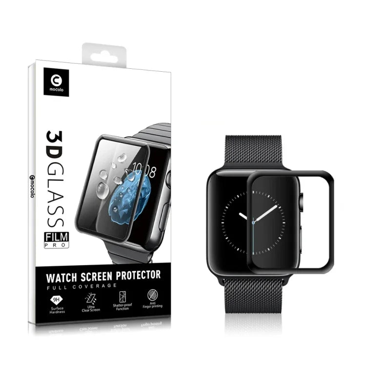 mocolo 0,33 mm 9H 3D-Schutzfolie aus gehärtetem Glas mit abgerundeten Kanten und vollflächiger Verklebung, für Apple Watch Series 5/4 (40 mm) und Apple Watch Series 5/4 (44 mm)