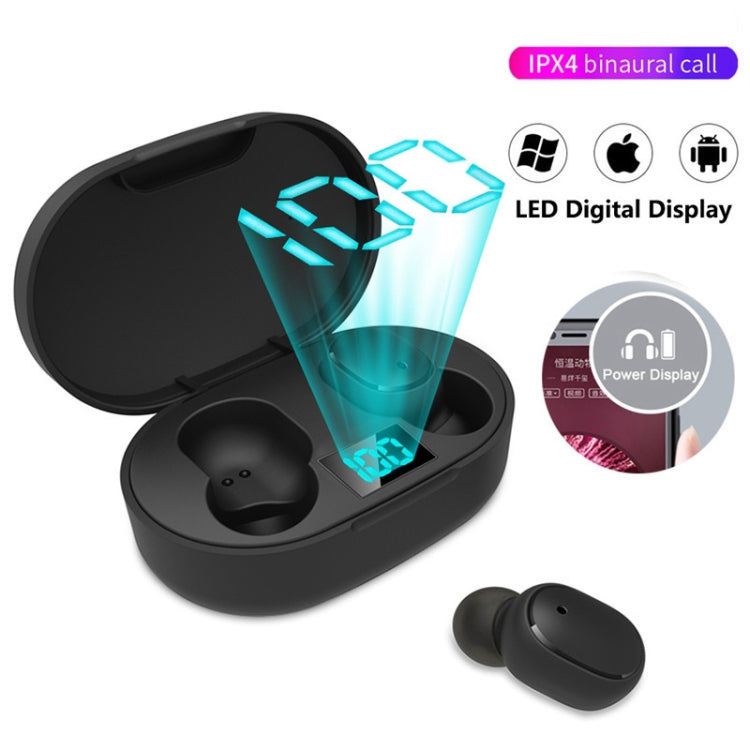 E6S LED Display Kabelloser Kopfhörer TWS Bluetooth V5.3 Headsets Wasserdichte Bluetooth-Ohrhörer, E6S (Schwarz)
