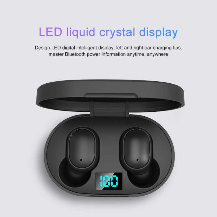 E6S LED Display Kabelloser Kopfhörer TWS Bluetooth V5.3 Headsets Wasserdichte Bluetooth-Ohrhörer, E6S (Schwarz)