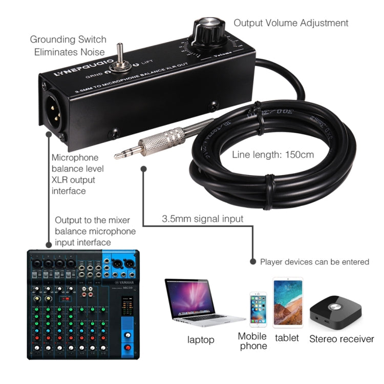 B012 Professionelles Stereo-Audiosignal, umgewandelt in symmetrisches Mikrofonsignal