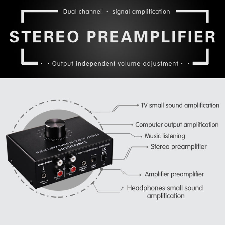 B015 Stereo-Frontsignalverstärker Kopfhörer-Lautsprecherverstärker Headset mit Dual-Audioquellen, B015