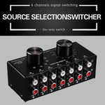 B016 6 Eingänge 1 Ausgang Audio-Signalquellen-Auswahlschalter, Ausgangslautstärke-Regler RCA-Anschluss, 6 Eingänge 1 Ausgang