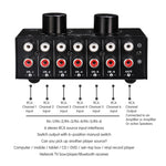 B016 6 Eingänge 1 Ausgang Audio-Signalquellen-Auswahlschalter, Ausgangslautstärke-Regler RCA-Anschluss, 6 Eingänge 1 Ausgang