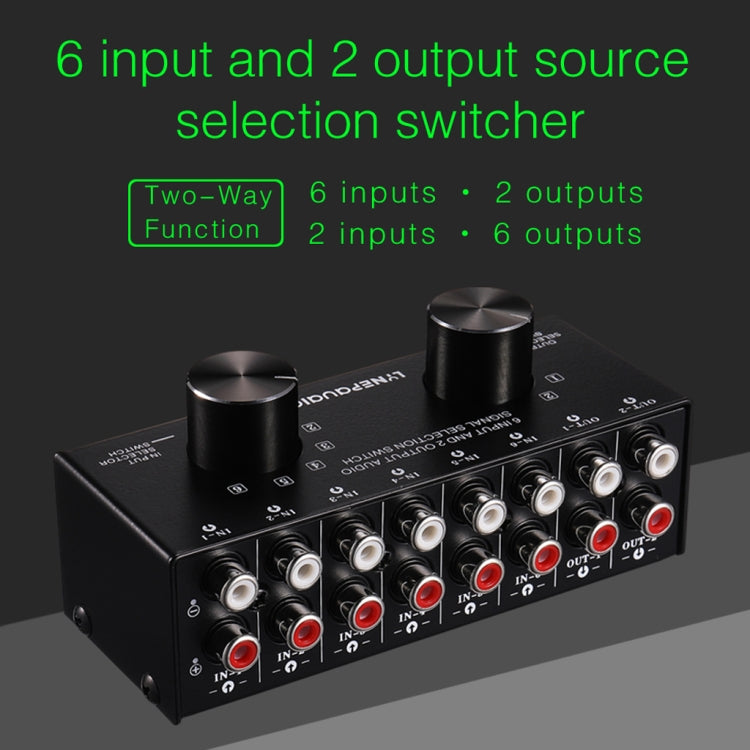 B026 6 Eingang 2 Ausgang oder 2 Eingang 6 Ausgang Audio-Signalschalter RCA-Anschluss