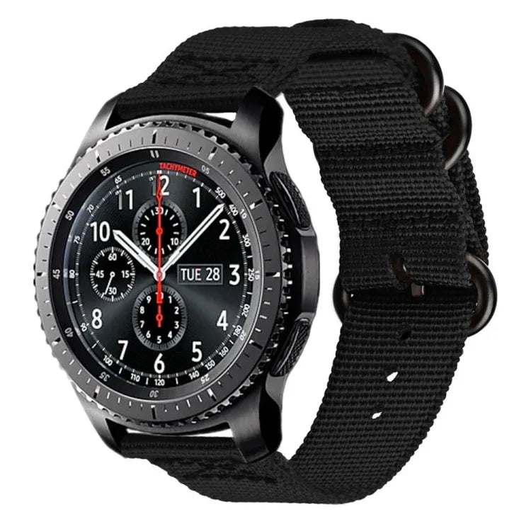 Nylon-Armband mit drei Ringen für Samsung Galaxy Watch Active 22 mm / S3, für Samsung Galaxy Watch Active 2 22 mm / Gear S3