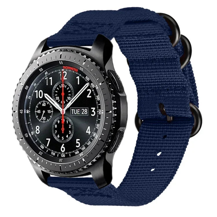 Nylon-Armband mit drei Ringen für Samsung Galaxy Watch Active 22 mm / S3, für Samsung Galaxy Watch Active 2 22 mm / Gear S3