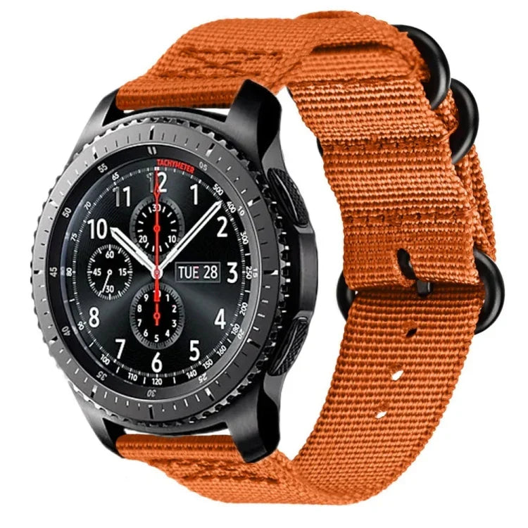 Nylon-Armband mit drei Ringen für Samsung Galaxy Watch Active 22 mm / S3, für Samsung Galaxy Watch Active 2 22 mm / Gear S3