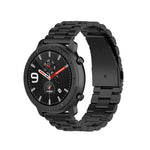 Applicable To Ticwatch Generation / Moto360 Second Generation 460 / Samsung GearS3 / Huawei GT Universal 22mm Stainless Steel Metal Strap Butterfly Buckle Three Beads, black, gold, rose gold, Silver