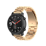 Applicable To Ticwatch Generation / Moto360 Second Generation 460 / Samsung GearS3 / Huawei GT Universal 22mm Stainless Steel Metal Strap Butterfly Buckle Three Beads, black, gold, rose gold, Silver
