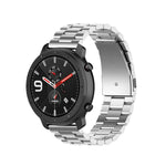 Applicable To Ticwatch Generation / Moto360 Second Generation 460 / Samsung GearS3 / Huawei GT Universal 22mm Stainless Steel Metal Strap Butterfly Buckle Three Beads, black, gold, rose gold, Silver