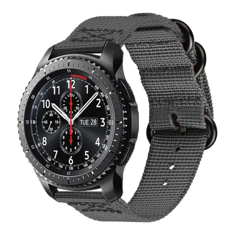 Nylon-Armband mit drei Ringen für Samsung Galaxy Watch Active 2 20 mm S3, für Samsung Galaxy Watch Active 2 20 mm / Gear S3