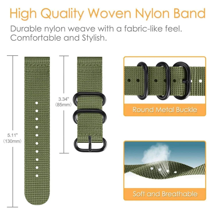 Nylon-Armband mit drei Ringen für Samsung Galaxy Watch Active 18 mm S3, für Samsung Galaxy Watch Active 2 18 mm / Gear S3