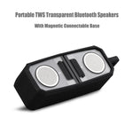 BT628 10W Tragbare TWS Transparente Bluetooth-Lautsprecher mit magnetisch verbindbarer Basis Outdoor Stereo Bass Subwoofer