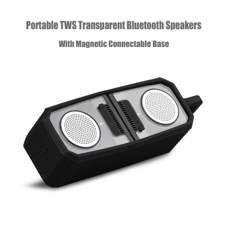 BT628 10W Tragbare TWS Transparente Bluetooth-Lautsprecher mit magnetisch verbindbarer Basis Outdoor Stereo Bass Subwoofer