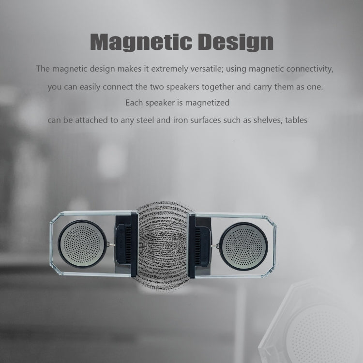 BT628 10W Tragbare TWS Transparente Bluetooth-Lautsprecher mit magnetisch verbindbarer Basis Outdoor Stereo Bass Subwoofer