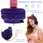 Niedliche Katzenohren Bluetooth 5.0 Kopfhörer Faltbare On-Ear Stereo Kabelloses Headset mit Mikrofon / LED-Licht / FM-Radio / TF-Karte, SYA00833501F, SYA00833501A, SYA00833501B, SYA00833501C, SYA00833501D, SYA00833501E