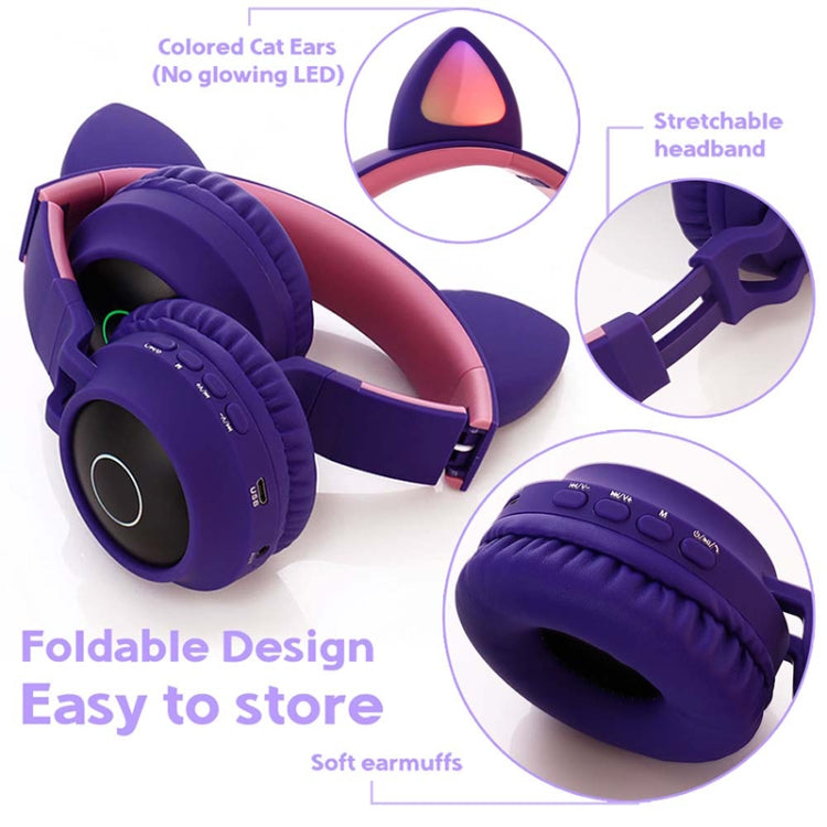 Niedliche Katzenohren Bluetooth 5.0 Kopfhörer Faltbare On-Ear Stereo Kabelloses Headset mit Mikrofon / LED-Licht / FM-Radio / TF-Karte, SYA00833501F, SYA00833501A, SYA00833501B, SYA00833501C, SYA00833501D, SYA00833501E
