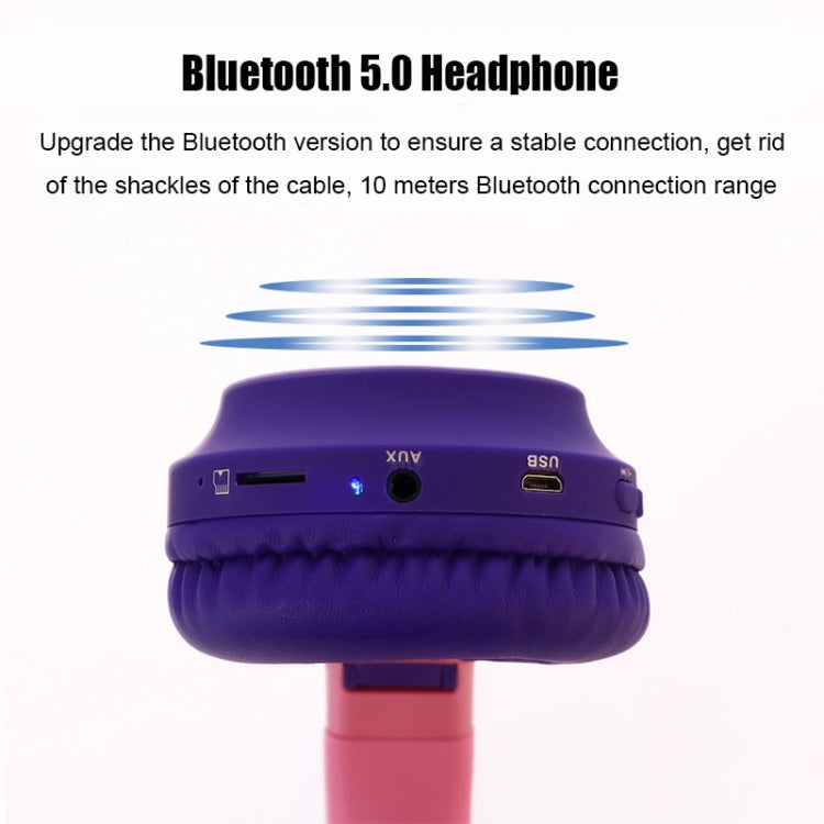 Niedliche Katzenohren Bluetooth 5.0 Kopfhörer Faltbare On-Ear Stereo Kabelloses Headset mit Mikrofon / LED-Licht / FM-Radio / TF-Karte, SYA00833501F, SYA00833501A, SYA00833501B, SYA00833501C, SYA00833501D, SYA00833501E