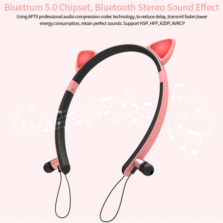 ZW29 Katzenohren Stereo Sound HIFI Modisch Outdoor Tragbar Sport Kabelloses Bluetooth Headset mit Mikrofon & LED-Licht Leuchtend