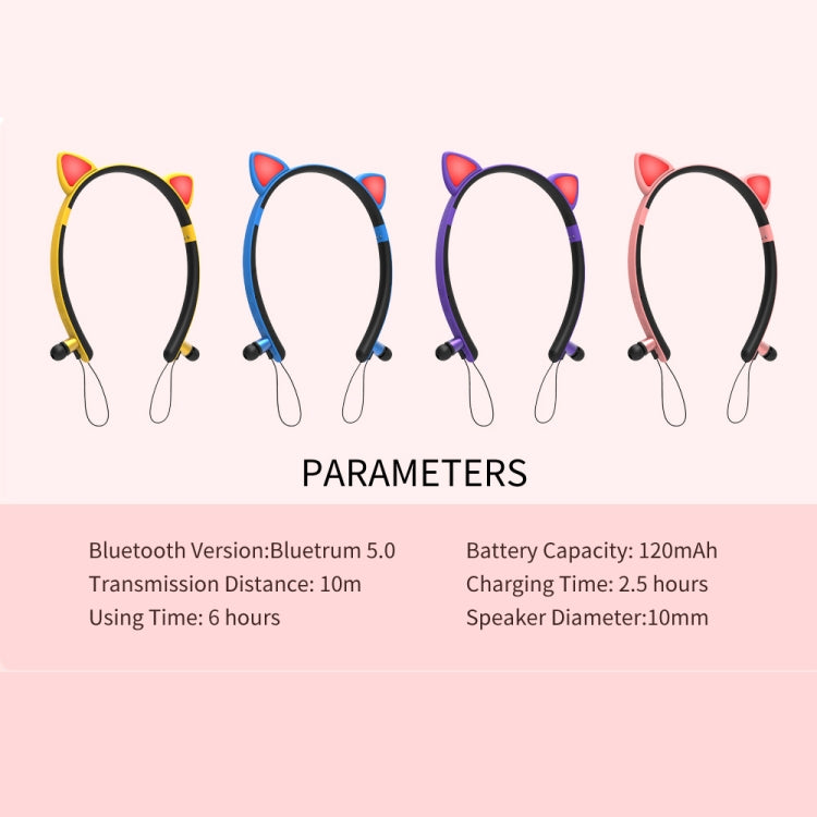 ZW29 Katzenohren Stereo Sound HIFI Modisch Outdoor Tragbar Sport Kabelloses Bluetooth Headset mit Mikrofon & LED-Licht Leuchtend