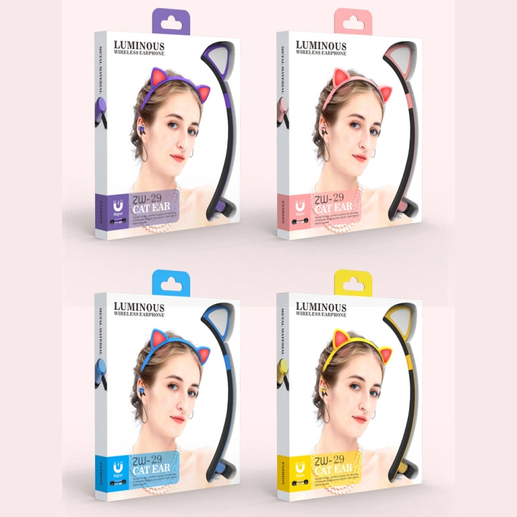 ZW29 Katzenohren Stereo Sound HIFI Modisch Outdoor Tragbar Sport Kabelloses Bluetooth Headset mit Mikrofon & LED-Licht Leuchtend