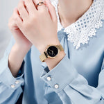 Skmei 1595 Mode Elegante Skalenfreie Edelstahl-Mesh-Armband Damenuhr Wasserdichte Business Studenten Quarzuhr Damen