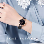 Skmei 1595 Mode Elegante Skalenfreie Edelstahl-Mesh-Armband Damenuhr Wasserdichte Business Studenten Quarzuhr Damen
