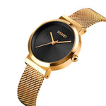 Skmei 1595 Mode Elegante Skalenfreie Edelstahl-Mesh-Armband Damenuhr Wasserdichte Business Studenten Quarzuhr Damen