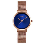 Skmei 1595 Mode Elegante Skalenfreie Edelstahl-Mesh-Armband Damenuhr Wasserdichte Business Studenten Quarzuhr Damen
