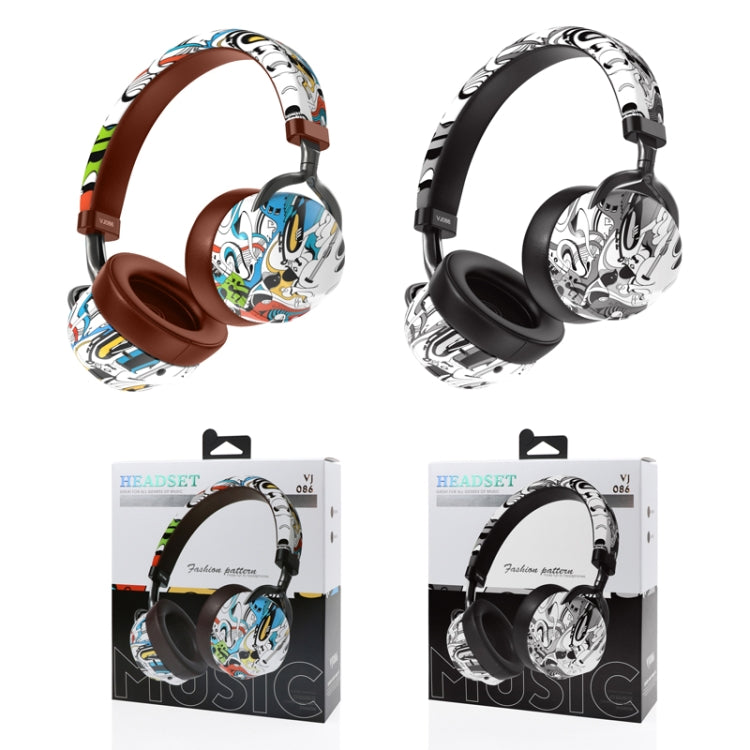 VJ086 Graffiti Headset Kabelloses Sport Bluetooth Headset Wassertransfer Farbiger Druck Headset, Unterstützt TF, FM