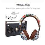VJ086 Graffiti Headset Kabelloses Sport Bluetooth Headset Wassertransfer Farbiger Druck Headset, Unterstützt TF, FM
