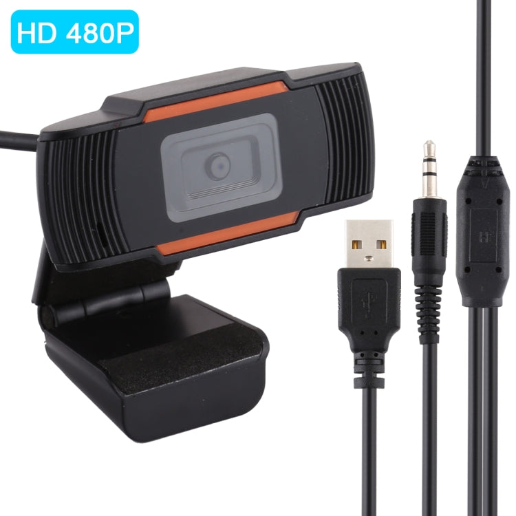 HXSJ A870 Webcam HD 480P PC-Kamera mit schallabsorbierendem Mikrofon MIC für Skype für Android TV Drehbare Computer-Kamera USB Web Cam, 480P