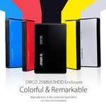 ORICO 2588US3-V1 2,5 Zoll USB3.0 Festplattengehäuse, Silber, Rot, Blau, Schwarz