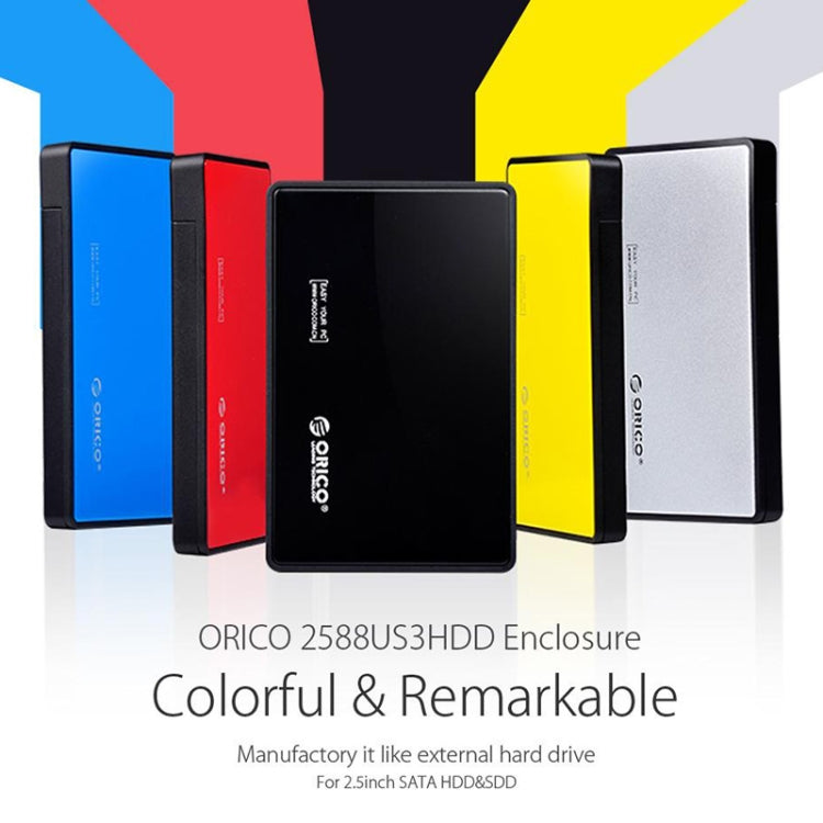 ORICO 2588US3-V1 2,5 Zoll USB3.0 Festplattengehäuse, Silber, Rot, Blau, Schwarz