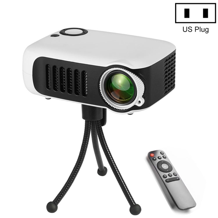 A2000 Mini tragbarer Projektor 800 Lumen unterstützt 1080P LCD 50000 Stunden Lampenlebensdauer Heimkino Videoprojektor für Powerbank, US-Stecker