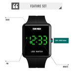 SKMEI 1541 Mode-LED-Uhr, quadratisches Paar-Modell, wasserdichte elektronische Uhr, Silikonuhr