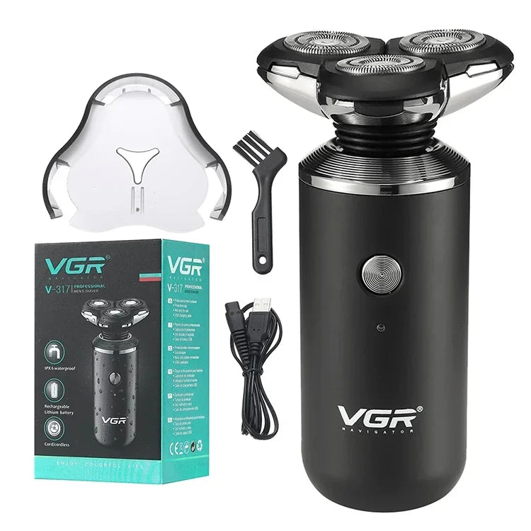 VGR V-317 5W USB Omnidirektionaler Dreidimensionaler Schwebender Drei-Netzwerk-Elektrorasierer, V-317