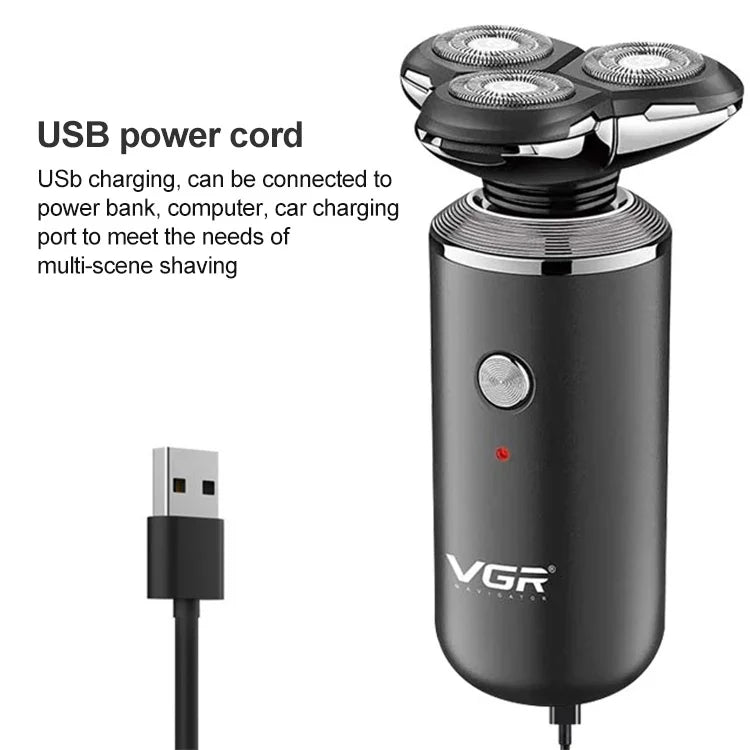 VGR V-317 5W USB Omnidirektionaler Dreidimensionaler Schwebender Drei-Netzwerk-Elektrorasierer, V-317