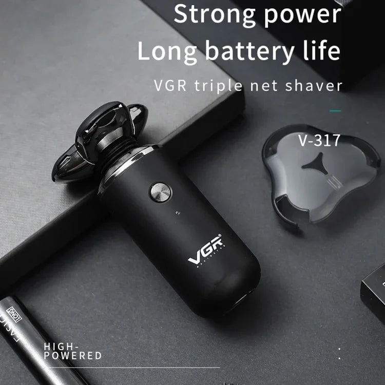 VGR V-317 5W USB Omnidirektionaler Dreidimensionaler Schwebender Drei-Netzwerk-Elektrorasierer, V-317