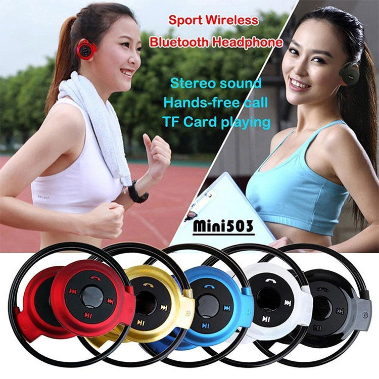 NVAHVA MP3 Player Bluetooth Kopfhörer, Kabelloses Sport Headset MP3 Player mit FM Radio, Stereo Ohrhörer TF Karte MP3 bis zu 32GB, mini-503 Schwarz, mini-503 Rot, mini-503 Blau, mini-503 Gold