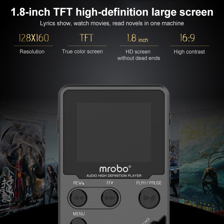 1,8 Zoll HIFI MP3 Player Metall Hochwertiger Klang Einsteiger Verlustfreier Musikplayer, Unterstützt TF-Karte / FM / E-Book
